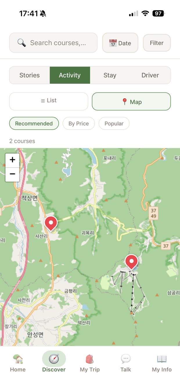 Browse Muju courses on the map